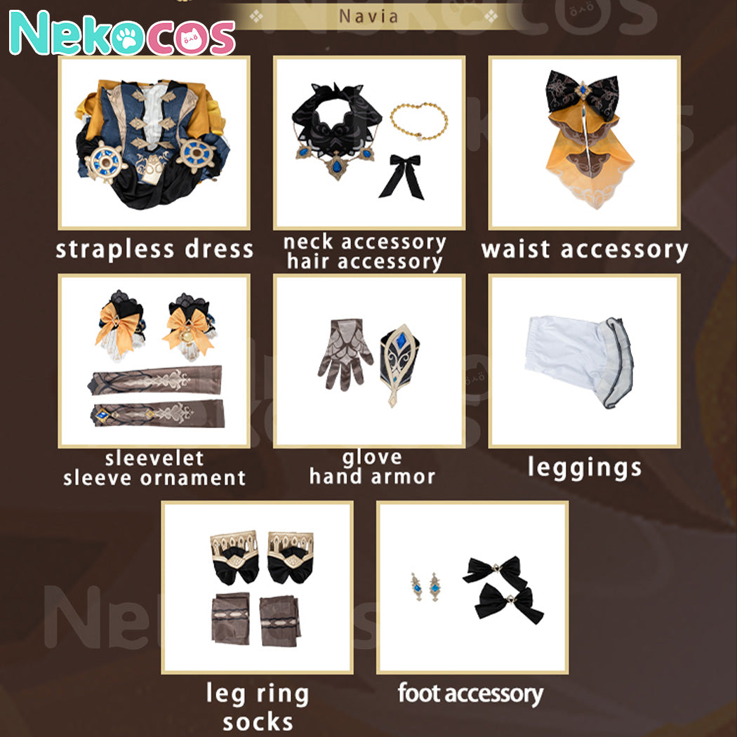 【Nekocos】Game Genshin Impact Cosplay Navia Cosplay Costume Premium Edition | In Stock