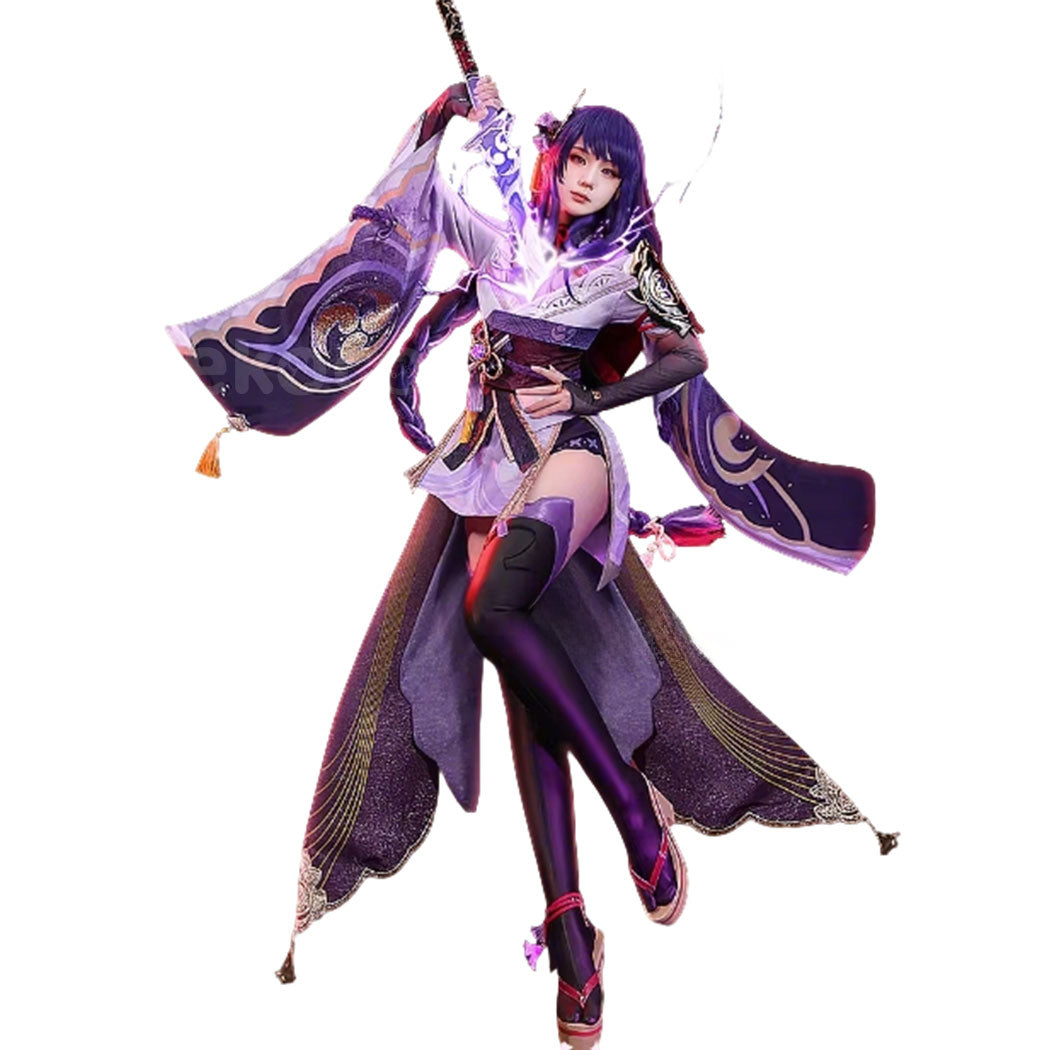 【Nekocos】Game Genshin Impact Cosplay Raiden Shogun Cosplay Costume Premium Edition | In Stock