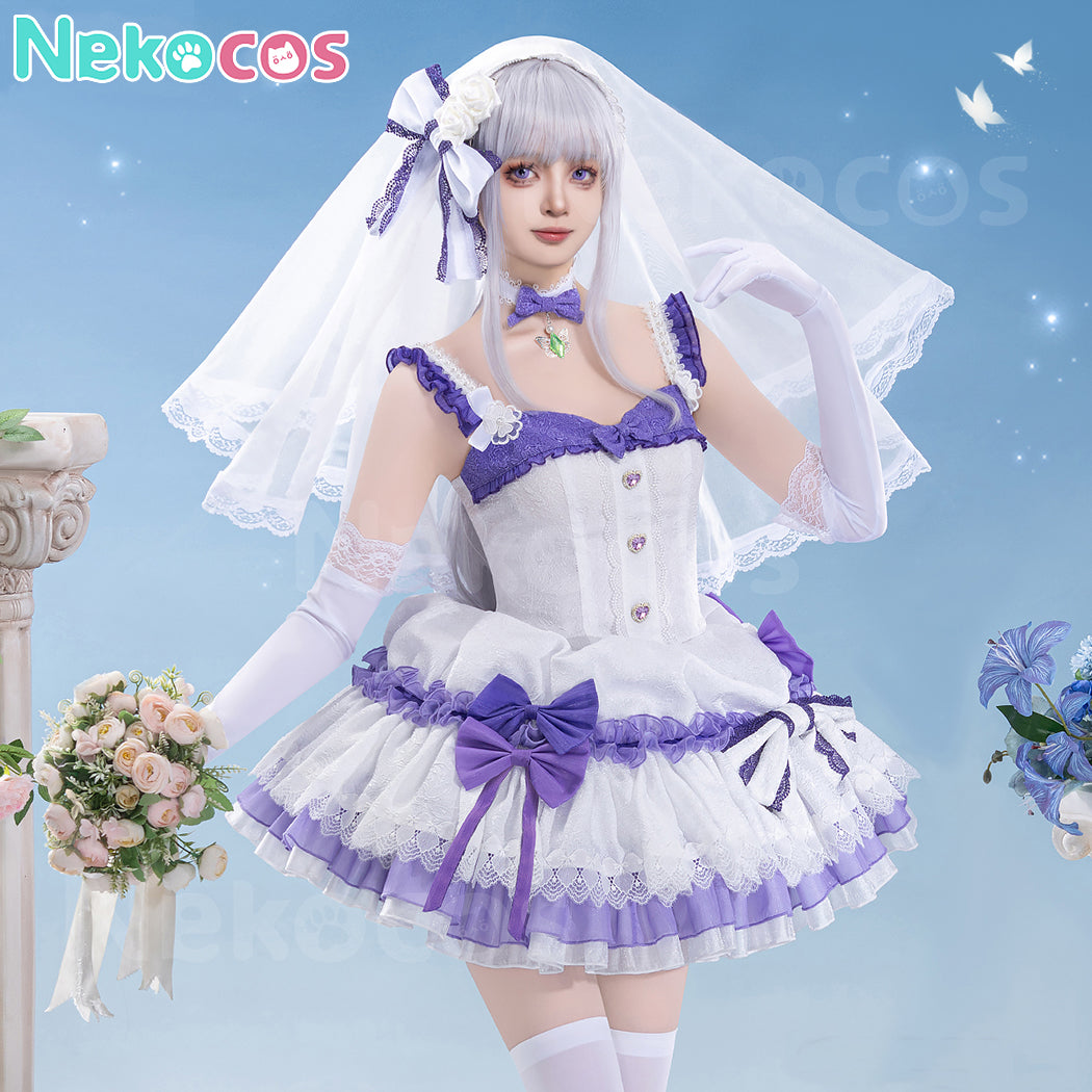 【Nekocos】Anime Re Zero Cosplay Rem Ram Emilia Wedding Dress Cosplay Costume | Custom-Tailor