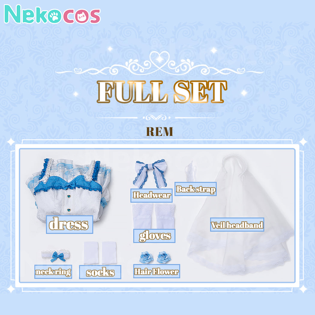【Nekocos】Anime Re Zero Cosplay Rem Ram Emilia Wedding Dress Cosplay Costume | Custom-Tailor