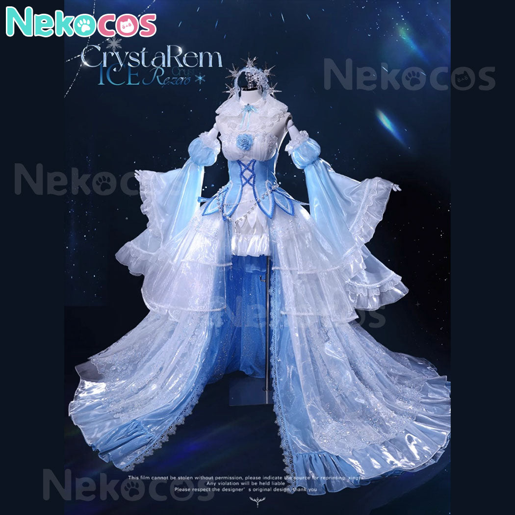 【Nekocos】Anime Re Zero Cosplay Rem Crystal Dress Cosplay Costume Premium Edition | Custom-Tailor