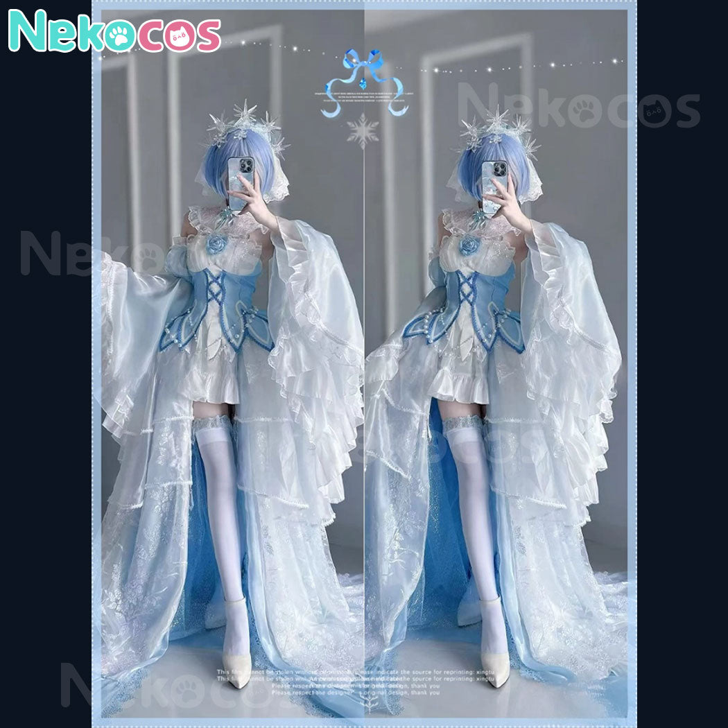 【Nekocos】Anime Re Zero Cosplay Rem Crystal Dress Cosplay Costume Premium Edition | Custom-Tailor