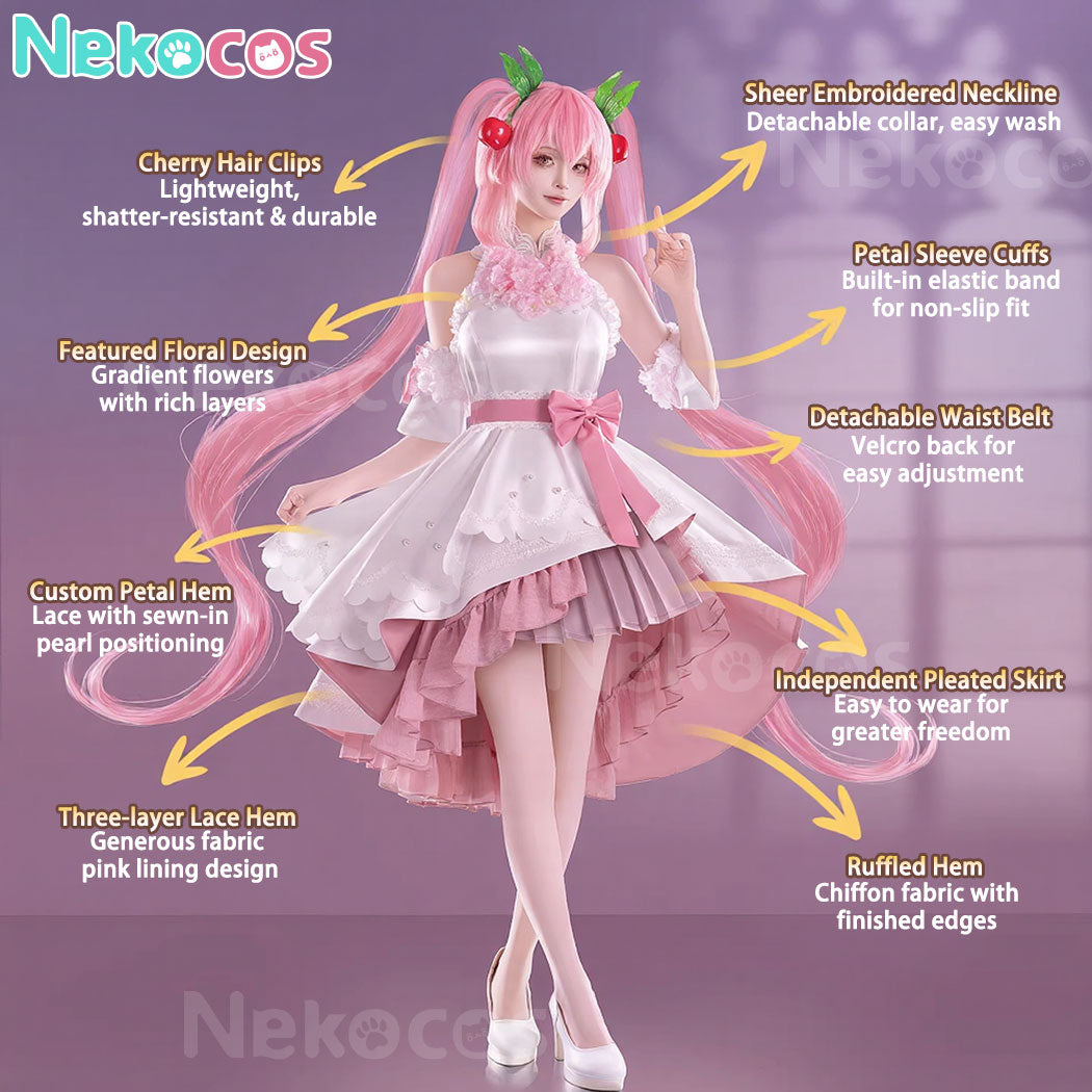 【Nekocos】Anime Cosplay Hatsune Miku Cherry blossom dress Cosplay Costume | In Stock