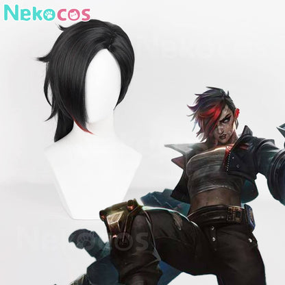 【Nekocos】Game League of Legends Arcane 2 Cosplay Vi Black Cosplay Wig | In Stock