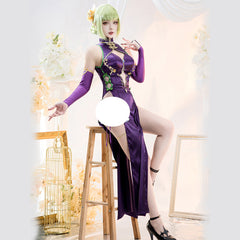 【Nekocos】Anime Cosplay C.C. Purple Cheongsam Cosplay Costume Premium Edition | In StockAnime,Code Geass,Costume