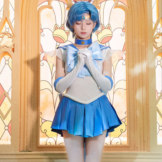 【Nekocos】Anime Sailor Moon SuperS Cosplay Sailor Mercury Ami Mizuno Battle Suit Cosplay Costume Premium Edition | In Stock