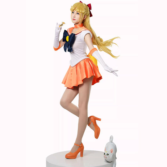 【Nekocos】Anime Sailor Moon Cosplay Sailor Venus Minako Aino Battle Suit Cosplay Costume Premium Edition | In Stock