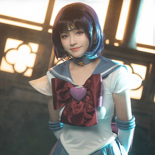 【Nekocos】Anime Sailor Moon SuperS Cosplay Sailor Saturn Hotaru Tomoe Battle Suit Cosplay Costume Premium Edition | In Stock