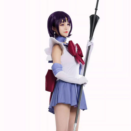 【Nekocos】Anime Sailor Moon Cosplay Sailor Saturn Hotaru Tomoe Battle Suit Cosplay Costume Premium Edition | In Stock