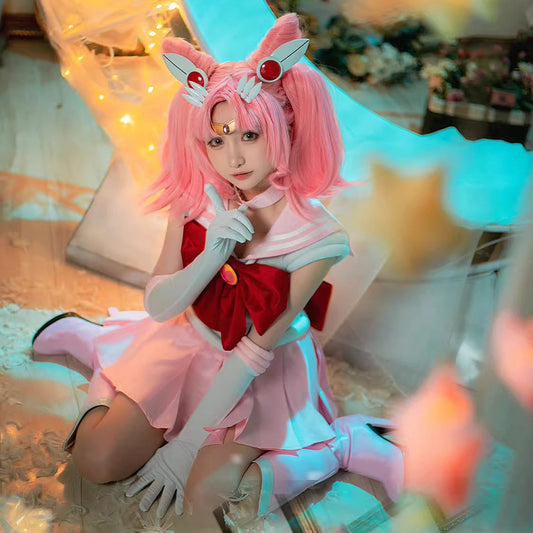 【Nekocos】Anime Sailor Moon Cosplay Sailor Chibi Moon Chibiusa Tsukino Battle Suit Cosplay Costume Premium Edition | In Stock