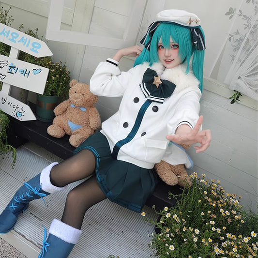 【Nekocos】Vocaloid Hatsune Miku Cosplay Miku Winter Everyday Cosplay Costume | In Stock