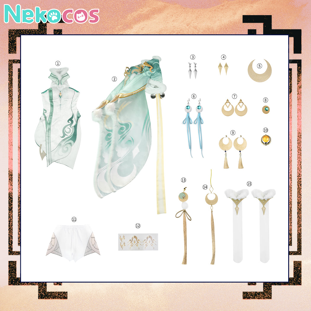 【Nekocos】Game Genshin Impact Cosplay Embroidery Version Zibai Cosplay Costume Premium Edition | Custom-Tailor