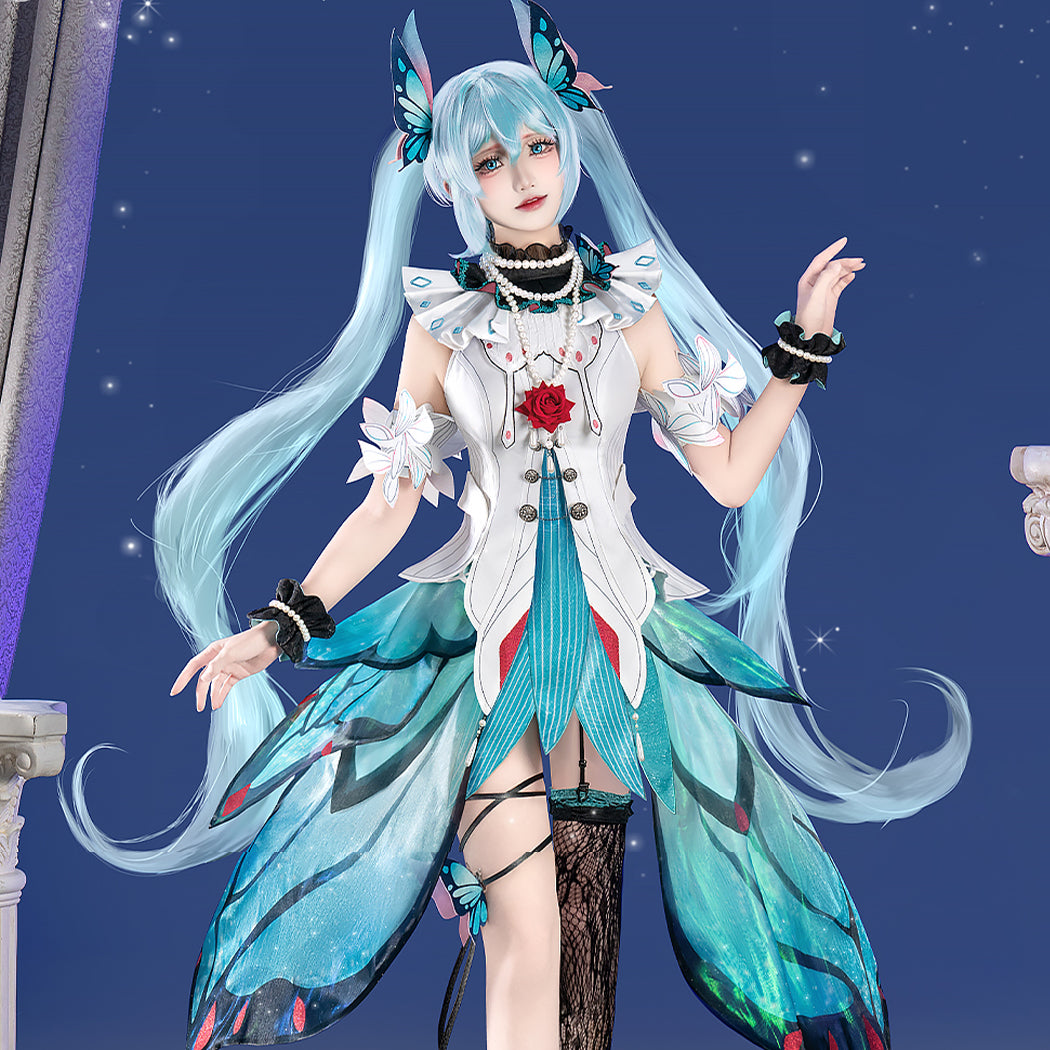 【Nekocos】Vocaloid Hatsune Miku Cosplay Phoenix Tail Butterfly Cosplay Costume Premium Edition | Custom-Tailor
