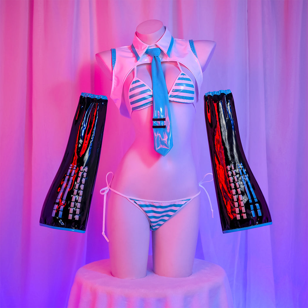【Nekocos】Vocaloid Hatsune Miku Cosplay Miku Swimsuit Cosplay Costume | In Stock