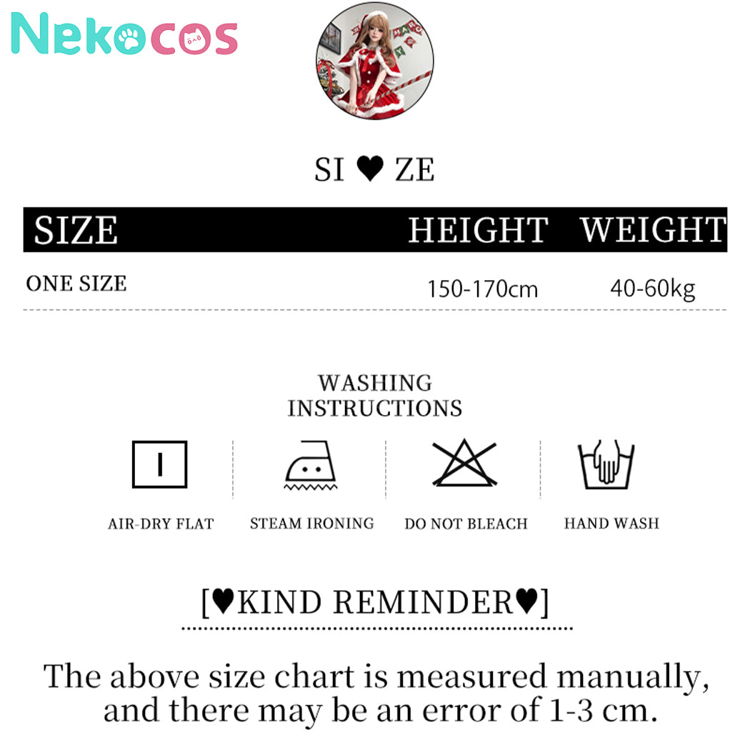 【Nekocos】Christmas Cosplay Costume Red Velvet Slip Dress | In Stock